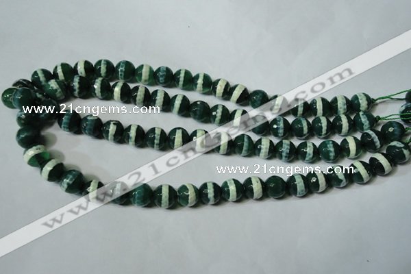 CAG4696 15.5 inches 10mm faceted round tibetan agate beads wholesale