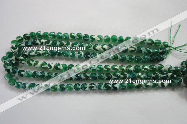 CAG4698 15.5 inches 8mm faceted round tibetan agate beads wholesale