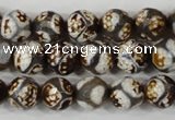 CAG4708 15 inches 10mm faceted round tibetan agate beads wholesale