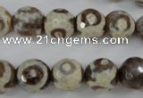 CAG4715 15 inches 10mm faceted round tibetan agate beads wholesale