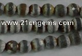 CAG4722 15 inches 6mm faceted round tibetan agate beads wholesale