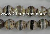 CAG4723 15 inches 8mm faceted round tibetan agate beads wholesale