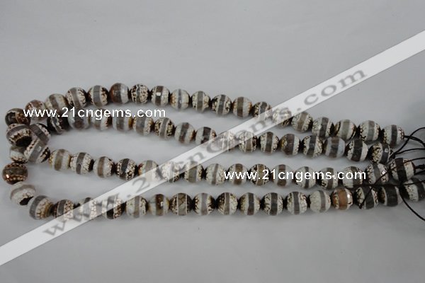 CAG4724 15 inches 10mm faceted round tibetan agate beads wholesale