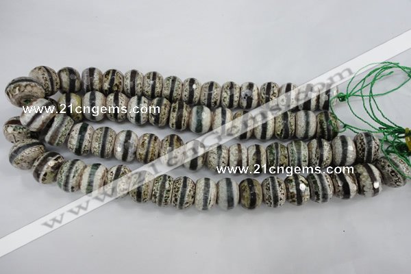 CAG4728 15 inches 12*16mm faceted rondelle tibetan agate beads wholesale