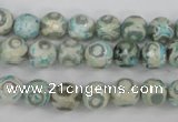 CAG4730 15 inches 8mm faceted round tibetan agate beads wholesale