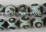 CAG4732 15 inches 14mm faceted round tibetan agate beads wholesale