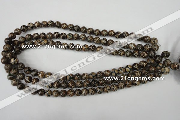 CAG4735 15 inches 8mm round tibetan agate beads wholesale