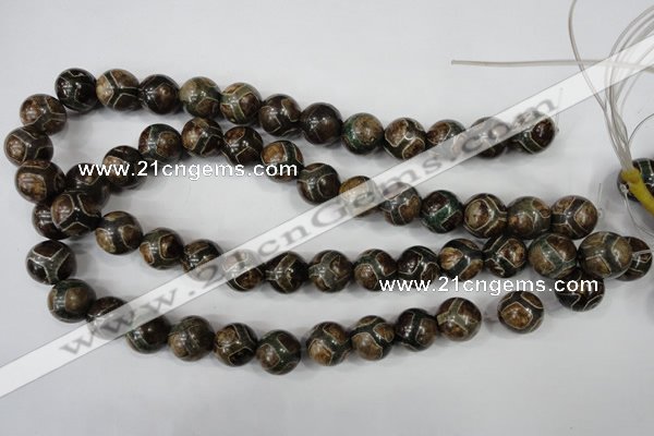 CAG4738 15 inches 14mm round tibetan agate beads wholesale