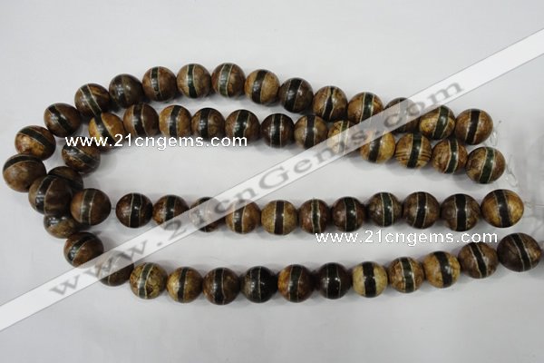 CAG4744 15 inches 14mm round tibetan agate beads wholesale