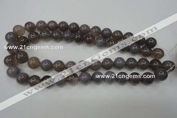 CAG4774 15 inches 14mm round grey agate beads wholesale