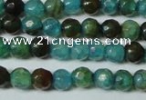 CAG4785 15.5 inches 4mm faceted round fire crackle agate beads