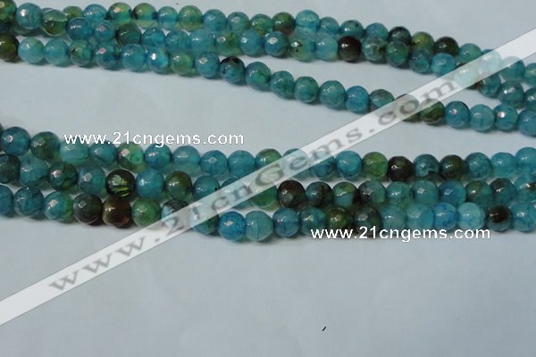 CAG4786 15.5 inches 6mm faceted round fire crackle agate beads