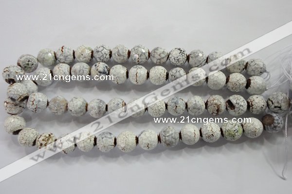 CAG4788 15.5 inches 14mm faceted round fire crackle agate beads