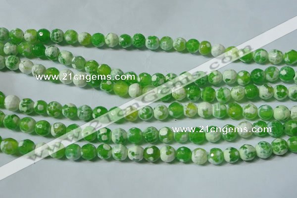 CAG4790 15.5 inches 6mm faceted round fire crackle agate beads