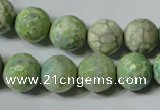 CAG4792 15.5 inches 12mm faceted round fire crackle agate beads