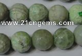 CAG4793 15.5 inches 14mm faceted round fire crackle agate beads