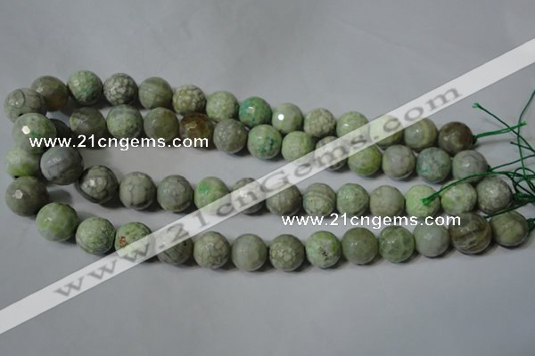 CAG4793 15.5 inches 14mm faceted round fire crackle agate beads