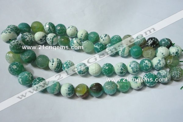 CAG4795 15.5 inches 14mm faceted round fire crackle agate beads