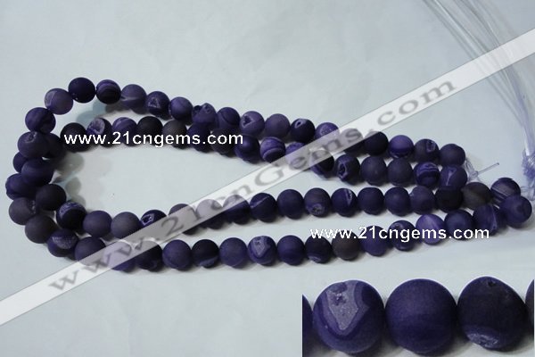 CAG4796 15.5 inches 10mm round matte druzy agate beads wholesale