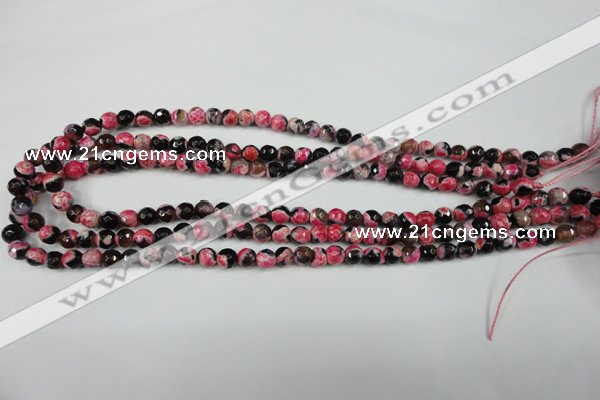 CAG4801 15 inches 6mm faceted round fire crackle agate beads