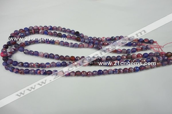 CAG4802 15 inches 6mm faceted round fire crackle agate beads