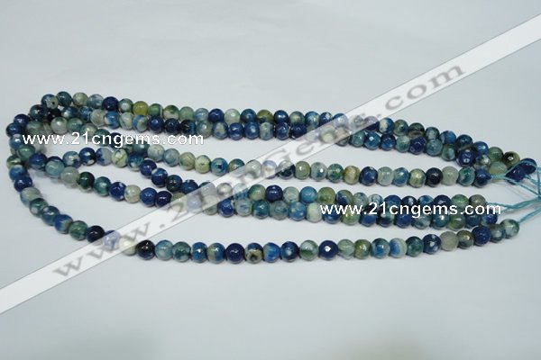 CAG4805 15 inches 6mm faceted round fire crackle agate beads