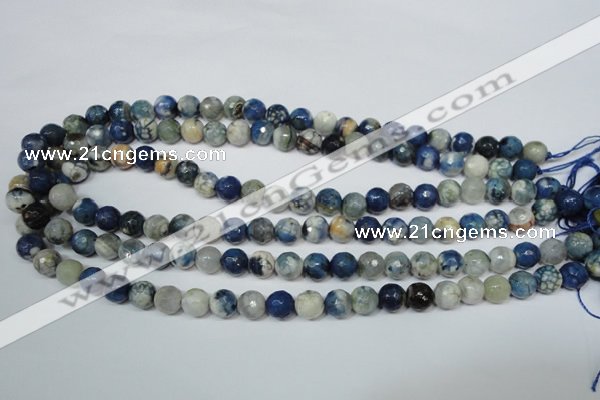 CAG4806 15 inches 8mm faceted round fire crackle agate beads