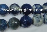 CAG4808 15 inches 12mm faceted round fire crackle agate beads