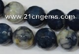 CAG4809 15 inches 14mm faceted round fire crackle agate beads