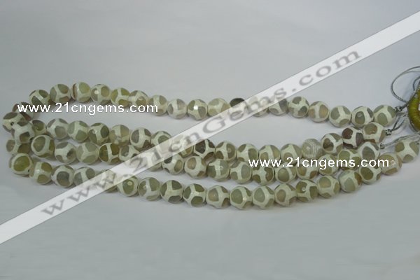 CAG4816 15 inches 10mm faceted round tibetan agate beads wholesale