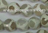 CAG4817 15 inches 12mm faceted round tibetan agate beads wholesale