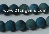 CAG4820 15.5 inches 12mm round matte druzy agate beads wholesale