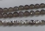 CAG4825 15 inches 6mm faceted round grey agate beads wholesale