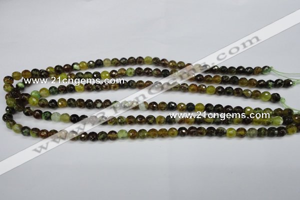 CAG4841 15 inches 6mm faceted round dragon veins agate beads