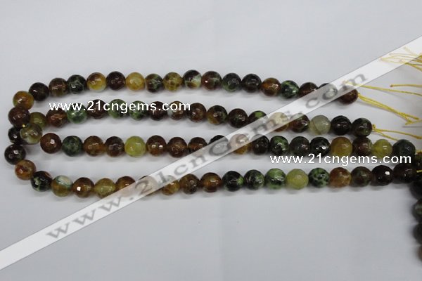 CAG4843 15 inches 10mm faceted round dragon veins agate beads