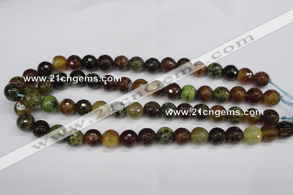 CAG4844 15 inches 12mm faceted round dragon veins agate beads