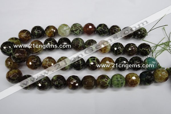 CAG4847 15 inches 18mm faceted round dragon veins agate beads