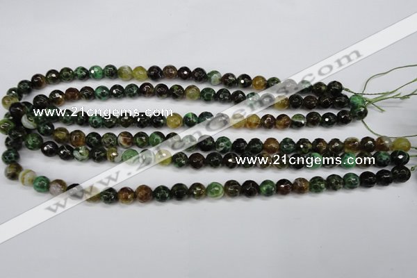 CAG4852 15 inches 8mm faceted round dragon veins agate beads