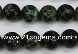 CAG4854 15 inches 12mm faceted round dragon veins agate beads