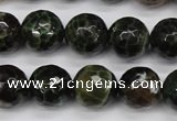 CAG4855 15 inches 14mm faceted round dragon veins agate beads