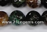 CAG4857 15 inches 18mm faceted round dragon veins agate beads