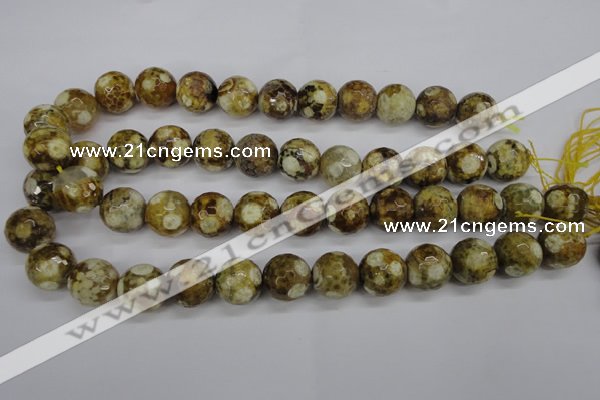 CAG4866 15 inches 16mm faceted round dragon veins agate beads