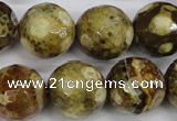 CAG4867 15 inches 18mm faceted round dragon veins agate beads