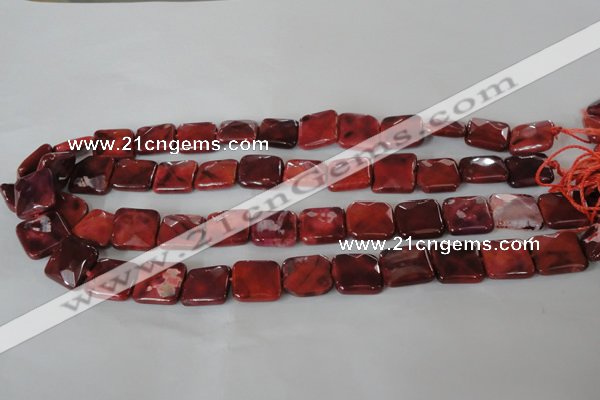 CAG4872 15 inches 14*14mm faceted square fire crackle agate beads