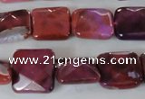 CAG4874 15 inches 14*14mm faceted square fire crackle agate beads