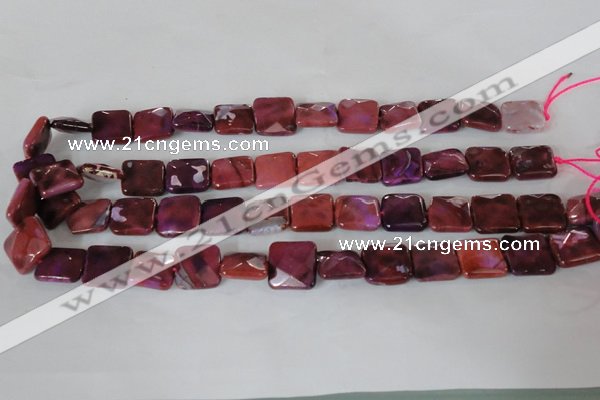 CAG4874 15 inches 14*14mm faceted square fire crackle agate beads