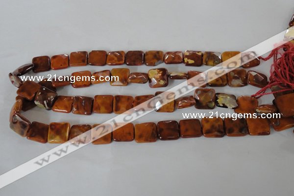 CAG4877 15 inches 14*14mm faceted square fire crackle agate beads