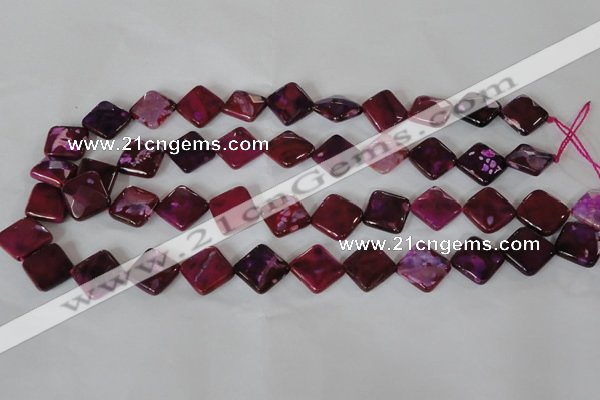 CAG4883 15 inches 14*14mm faceted diamond fire crackle agate beads