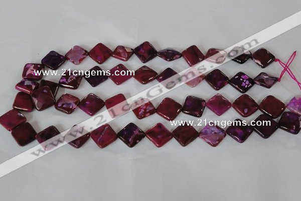 CAG4883 15 inches 14*14mm faceted diamond fire crackle agate beads