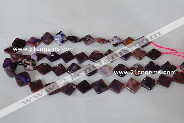 CAG4885 15 inches 14*14mm faceted diamond fire crackle agate beads